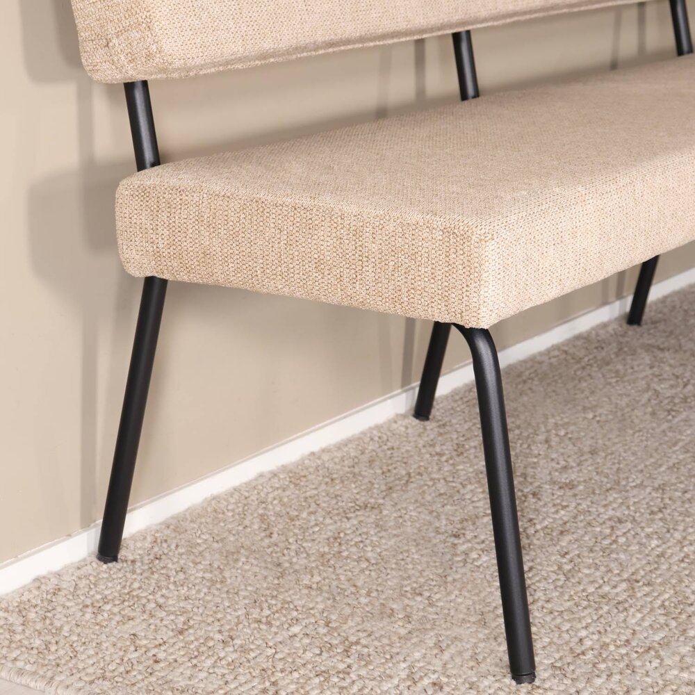 Eetkamerbank Wendy 220cm beige stof eetbank Eetkamerbank Wendy 220cm beige stof eetbank