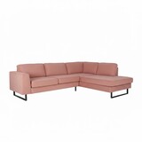 Lizzely Garden & Living Hoekbank design Puckerto 290cm bank roze velvet hoek loungebank rechts bankstel