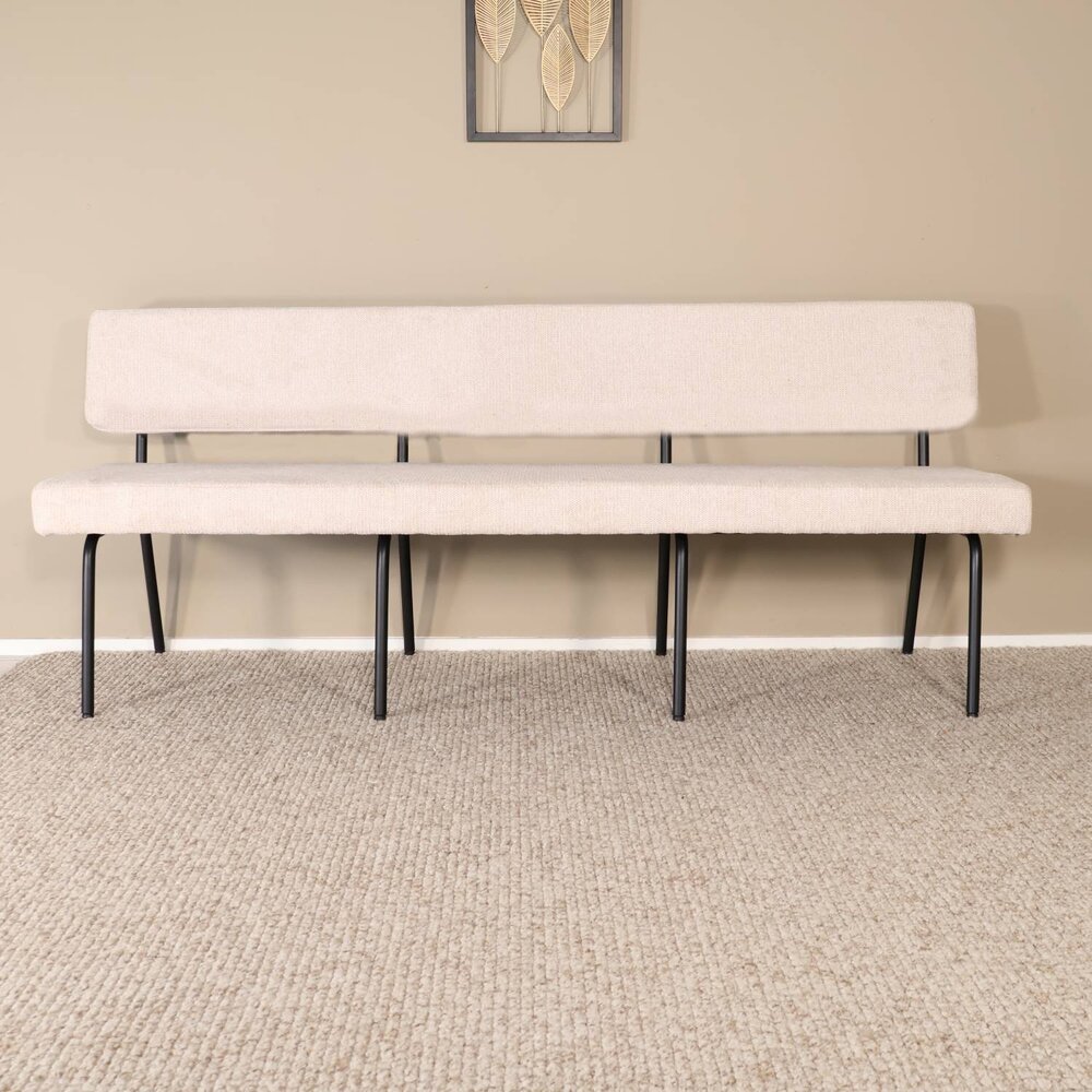 Eetkamerbank Wendy 220cm zand stof Eetkamerbank Wendy 220cm zand stof