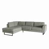Lizzely Garden & Living Hoekbank design Puckerto 290cm bank taupe ribstof hoek loungebank links bankstel