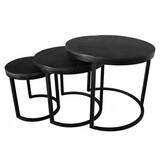 Lizzely Garden & Living Salontafel 3delig mangohout zwart Jaell industrieel massief hout duurzaam mango