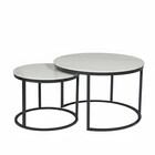 Salontafel rond 2delig marmerlook Bero wit side table steen bijzettafel Salontafel rond 2delig marmerlook Bero wit side table steen bijzettafel