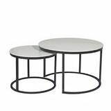 Lizzely Garden & Living Salontafel rond 2delig marmerlook Bero wit side table steen bijzettafel