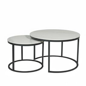 Lizzely Garden & Living Salontafel rond 2delig marmerlook Bero wit side table steen bijzettafel Lizzely Garden & Living Salontafel rond 2delig marmerlook Bero wit side table steen bijzettafel