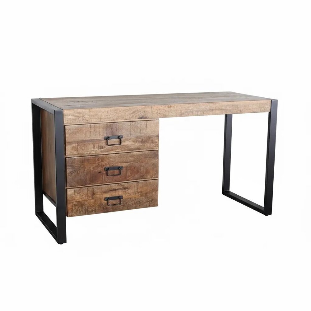 Bureau Nicko 145cm industrieel duurzaam massief mangohout Bureau Nicko 145cm industrieel duurzaam massief mangohout