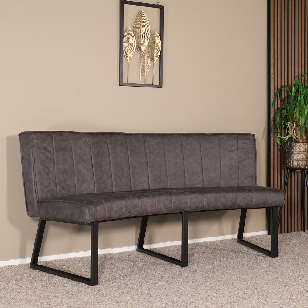 Eetkamerbank Menzo ovaal 180cm antraciet microvezel ovale eetbank Eetkamerbank Menzo ovaal 180cm antraciet microvezel ovale eetbank