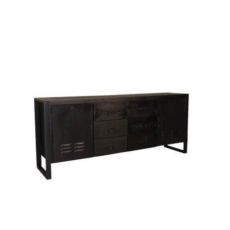 Lizzely Garden & Living Dressoir mangohout Jazzy zwart industrieel 200x85cm Lizzely Garden & Living Dressoir mangohout Jazzy zwart industrieel 200x85cm