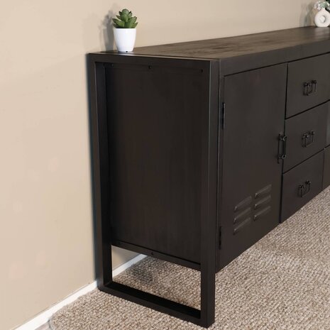 Lizzely Garden & Living Dressoir mangohout Jazzy zwart industrieel 200x85cm Lizzely Garden & Living Dressoir mangohout Jazzy zwart industrieel 200x85cm