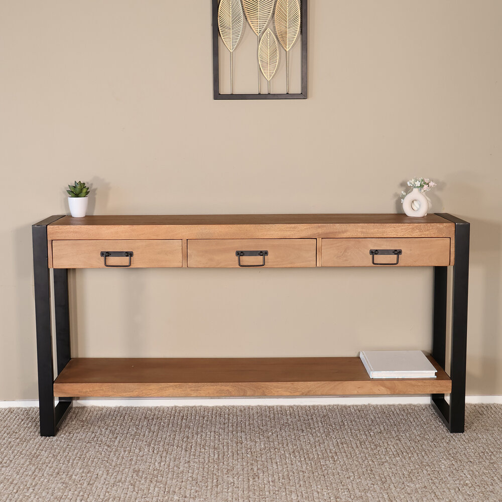 Bijzettafel 150cm mangohout Vera bruin