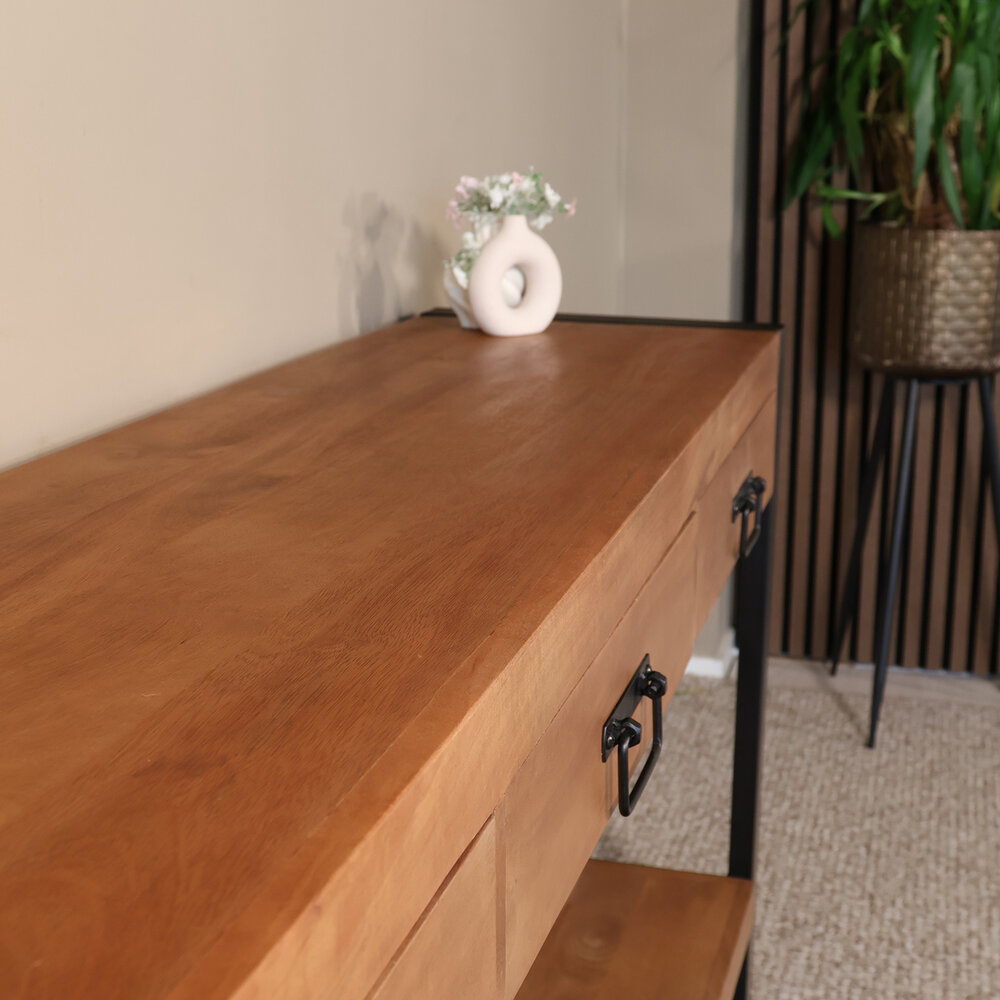 Bijzettafel 150cm mangohout Vera bruin