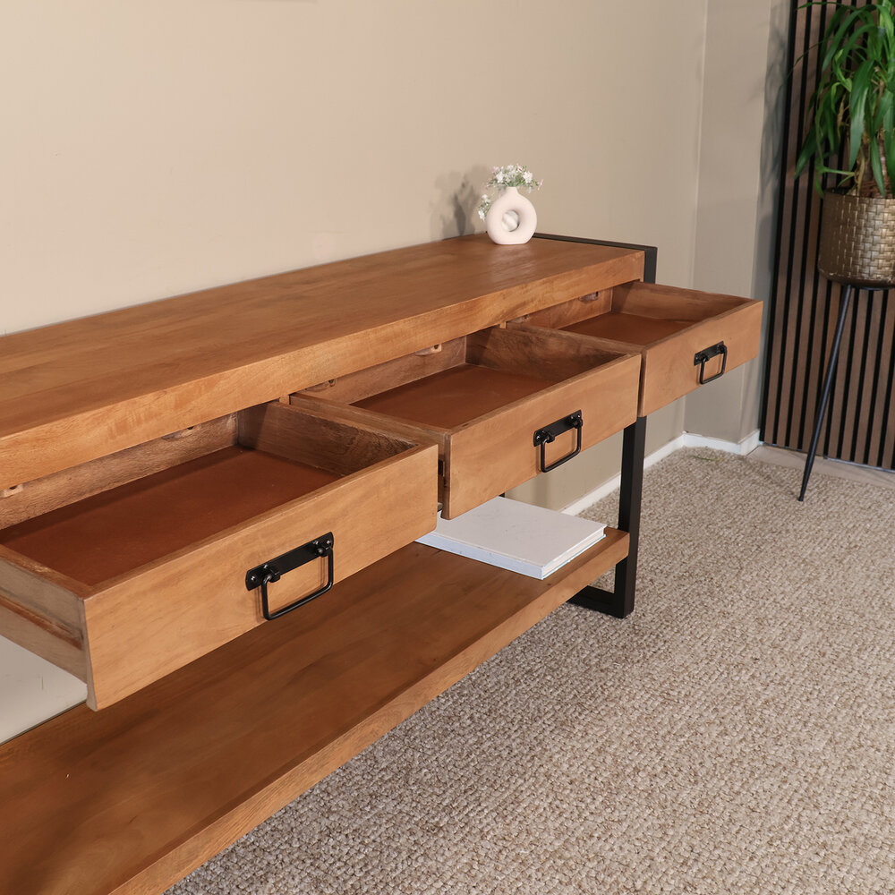 Bijzettafel 150cm mangohout Vera bruin