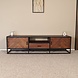 Lizzely Garden & Living TV meubel industrieel Danae walnoot visgraat mangohout 180cm Lizzely Garden & Living TV meubel industrieel Danae walnoot visgraat mangohout 180cm