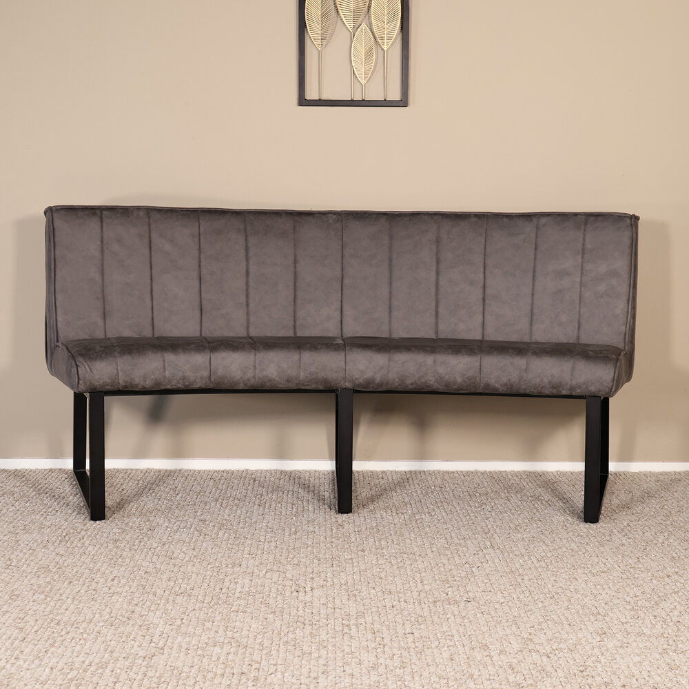 Eetkamerbank Menzo ovaal 180cm antraciet microvezel ovale eetbank Eetkamerbank Menzo ovaal 180cm antraciet microvezel ovale eetbank