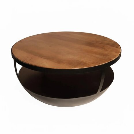 Lizzely Garden & Living Salontafel rond mangohout Luca industrieel massief hout Lizzely Garden & Living Salontafel rond mangohout Luca industrieel massief hout