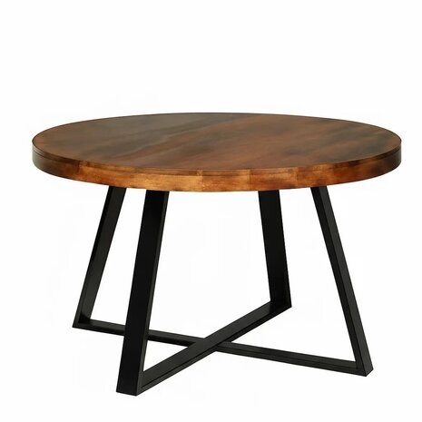 Lizzely Garden & Living Salontafel rond mangohout Teun bruin side table industrieel bijzettafel mango hout