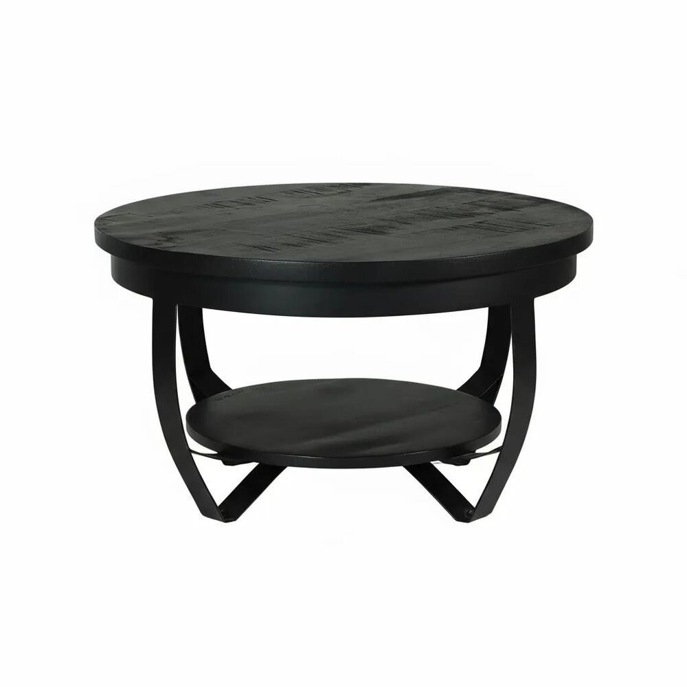 Salontafel rond mangohout Tycho zwart 70cm Salontafel rond mangohout Tycho zwart 70cm