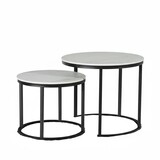 Lizzely Garden & Living Salontafel rond 2delig marmerlook Lotte wit side table steen bijzettafel Lizzely Garden & Living Salontafel rond 2delig marmerlook Lotte wit side table steen bijzettafel