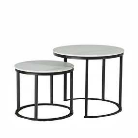 Lizzely Garden & Living Salontafel rond 2delig marmerlook Lotte wit side table steen bijzettafel Lizzely Garden & Living Salontafel rond 2delig marmerlook Lotte wit side table steen bijzettafel