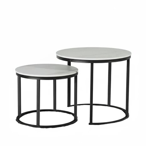 Lizzely Garden & Living Salontafel rond 2delig marmerlook Lotte wit side table steen bijzettafel Lizzely Garden & Living Salontafel rond 2delig marmerlook Lotte wit side table steen bijzettafel