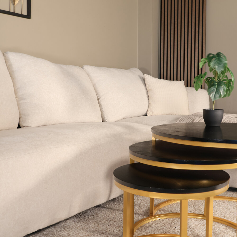 Salontafel 3 delig rond Kiki goud industrieel Salontafel 3 delig rond Kiki goud industrieel