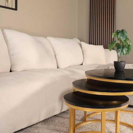 Lizzely Garden & Living Salontafel 3 delig rond Kiki goud industrieel Lizzely Garden & Living Salontafel 3 delig rond Kiki goud industrieel