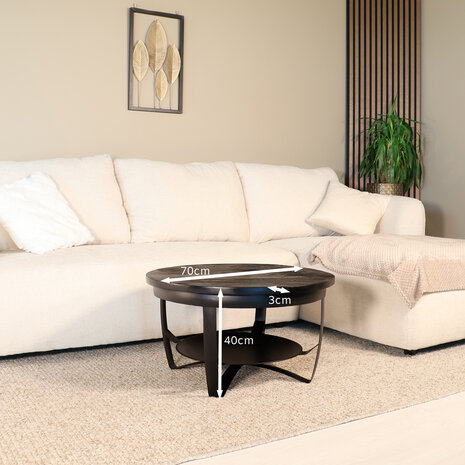 Lizzely Garden & Living Salontafel rond mangohout zwart Sandy industrieel duurzaam massief hout mango Lizzely Garden & Living Salontafel rond mangohout zwart Sandy industrieel duurzaam massief hout mango