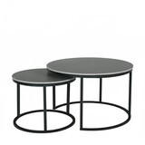 Lizzely Garden & Living Salontafel rond 2delig marmerlook Bero grijs side table steen bijzettafel