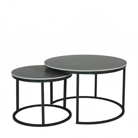 Lizzely Garden & Living Salontafel rond 2delig marmerlook Bero grijs side table steen bijzettafel Lizzely Garden & Living Salontafel rond 2delig marmerlook Bero grijs side table steen bijzettafel