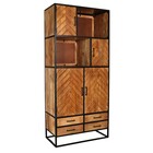 Visgraat vakkenkast bruin mangohout 200cm Paris Visgraat vakkenkast bruin mangohout 200cm Paris