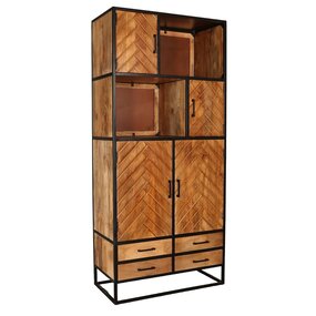 Lizzely Garden & Living Visgraat vakkenkast bruin mangohout 200cm Paris