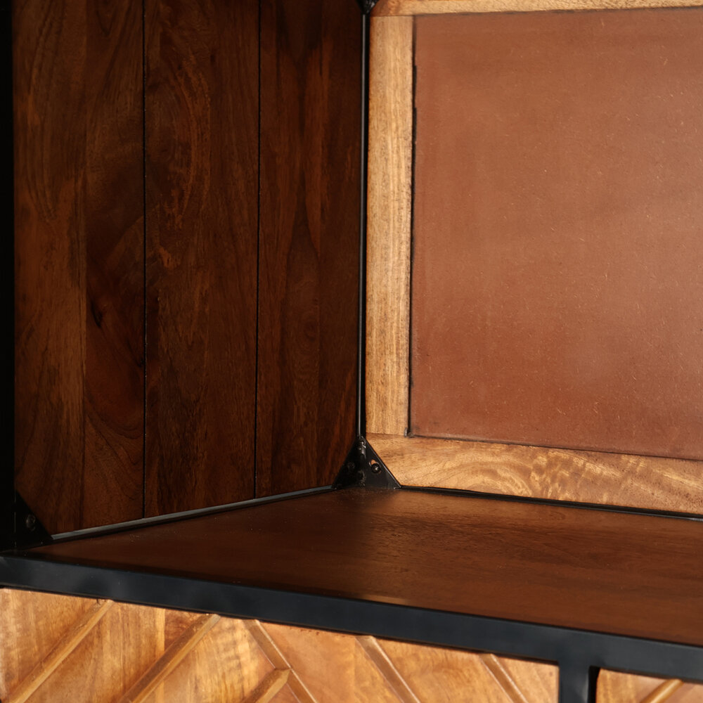 Kast industrieel mangohout Paris bruin visgraat 200cm Kast industrieel mangohout Paris bruin visgraat 200cm