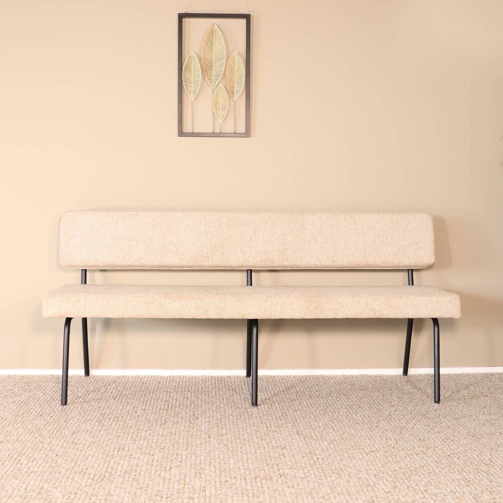 Eetkamerbank 180cm Wendy beige stof