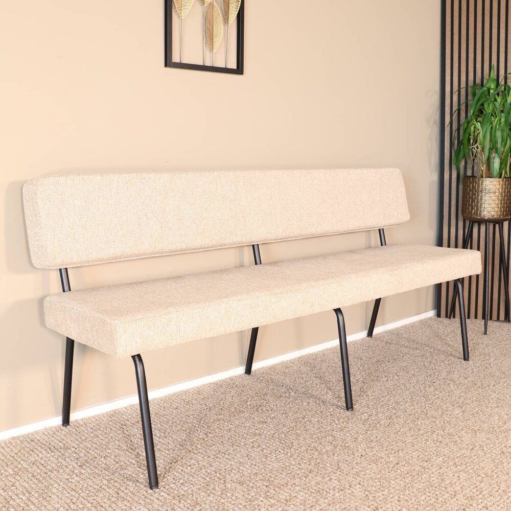 Eetkamerbank 180cm Wendy beige stof