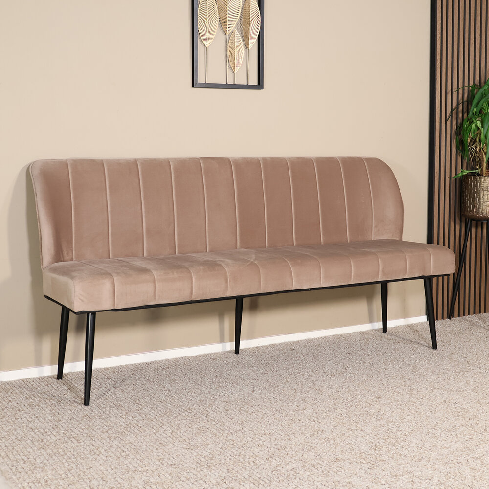Eetkamerbank 180cm Sally velvet champagne bank 3 zits eettafelbank