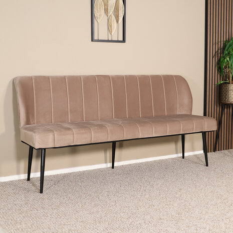 Lizzely Garden & Living Eetkamerbank 180cm Sally velvet champagne bank 3 zits eettafelbank