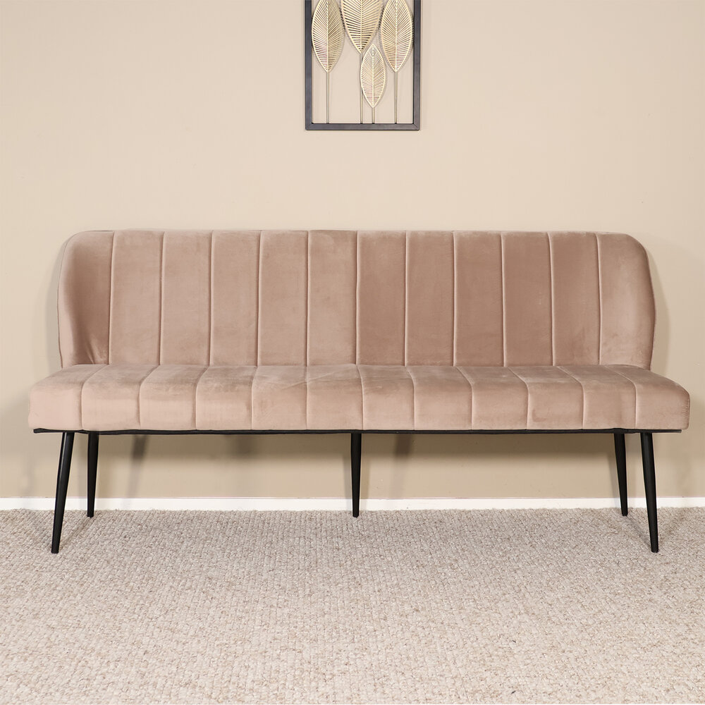 Eetkamerbank 180cm Sally velvet champagne bank 3 zits eettafelbank