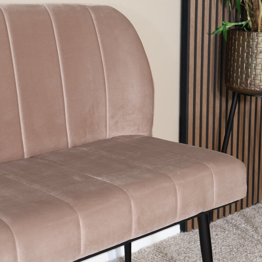 Eetkamerbank 180cm Sally velvet champagne bank 3 zits eettafelbank