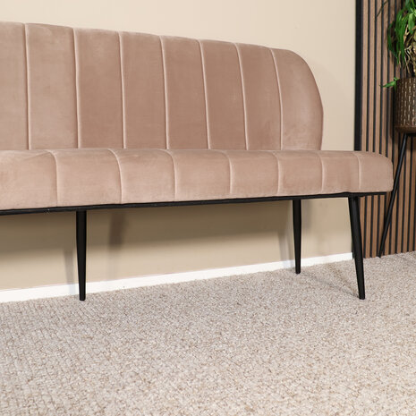Lizzely Garden & Living Eetkamerbank 180cm Sally velvet champagne bank 3 zits eettafelbank