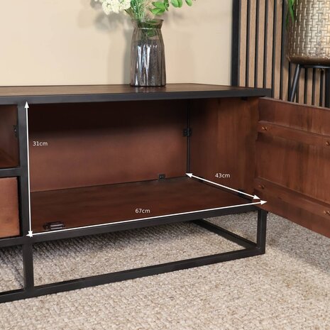 Lizzely Garden & Living TV meubel industrieel Danae walnoot visgraat mangohout 210cm Lizzely Garden & Living TV meubel industrieel Danae walnoot visgraat mangohout 210cm