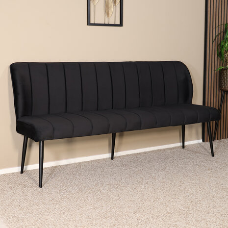 Lizzely Garden & Living Eetkamerbank 180cm Sally velvet zwart bank 3 zits eettafelbank Lizzely Garden & Living Eetkamerbank 180cm Sally velvet zwart bank 3 zits eettafelbank