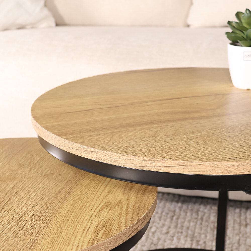 Salontafel 3delig mangohout Jaell walnoot bruin industrieel duurzaam massief hout massief hout mango