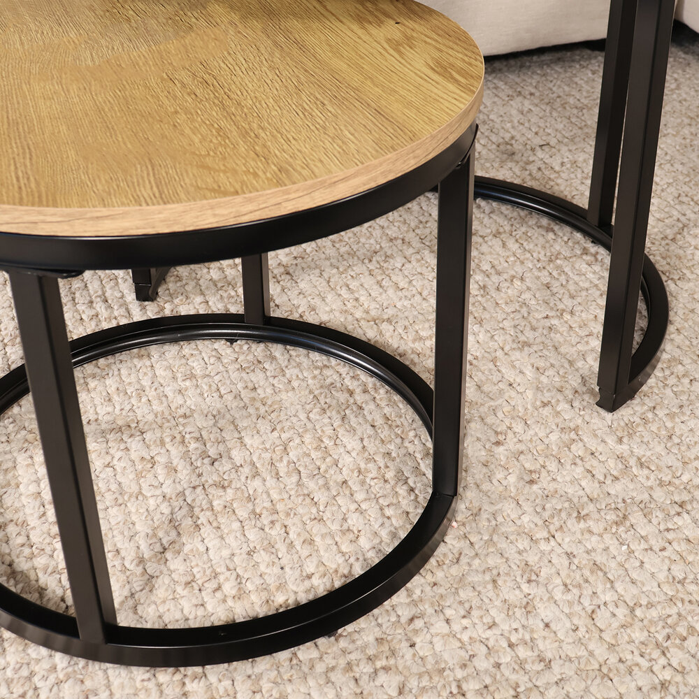 Salontafel 3delig mangohout Jaell walnoot bruin industrieel duurzaam massief hout massief hout mango