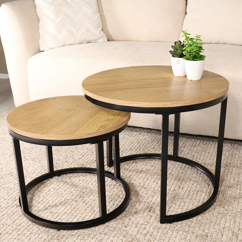 Salontafel 3delig mangohout Jaell walnoot bruin industrieel duurzaam massief hout massief hout mango