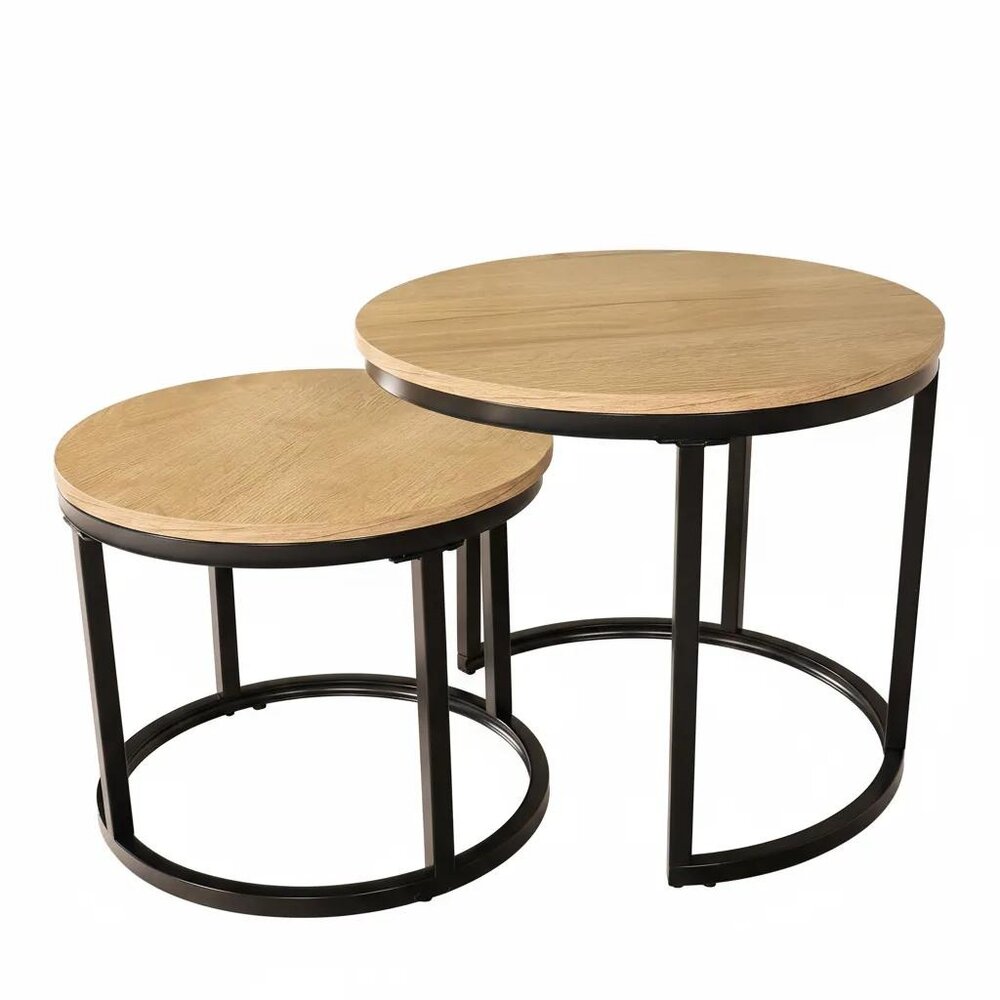 Salontafel 3delig mangohout Jaell walnoot bruin industrieel duurzaam massief hout massief hout mango