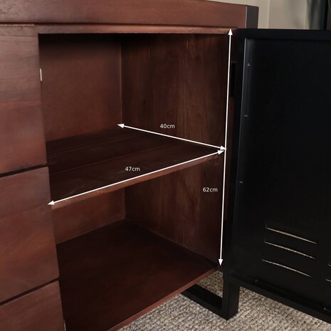 Lizzely Garden & Living Dressoir mangohout Jazzy walnoot industrieel 200x85cm Lizzely Garden & Living Dressoir mangohout Jazzy walnoot industrieel 200x85cm