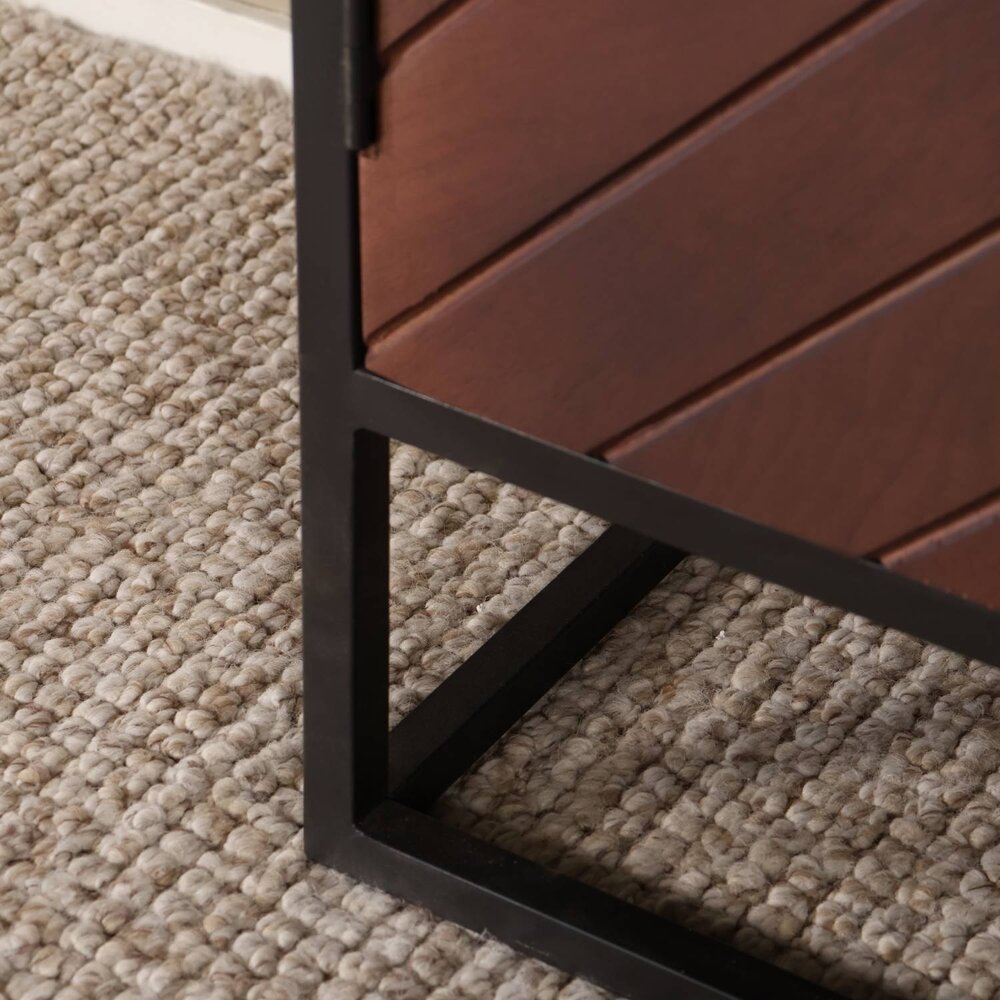 Dressoir mangohout visgraat Cody walnoot industrieel 200x85cm