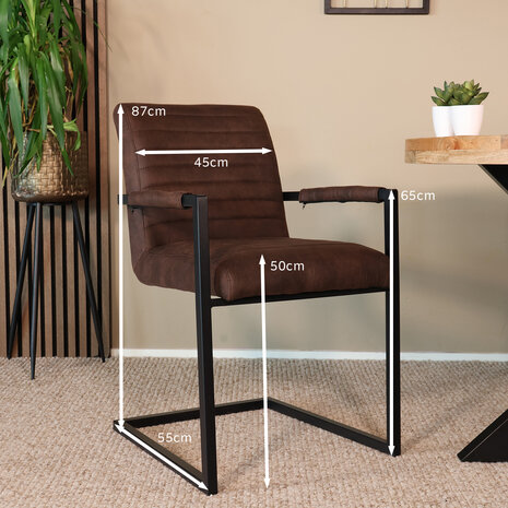 Lizzely Garden & Living Eetkamerstoel met armleuning bruin Noor industrieel design eetstoel Lizzely Garden & Living Eetkamerstoel met armleuning bruin Noor industrieel design eetstoel