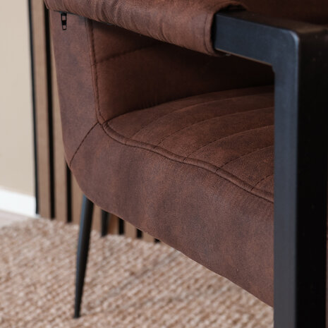 Lizzely Garden & Living Eetkamerstoel met armleuning bruin Noor industrieel design eetstoel Lizzely Garden & Living Eetkamerstoel met armleuning bruin Noor industrieel design eetstoel