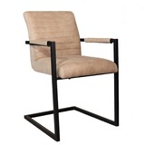 Lizzely Garden & Living Eetkamerstoel met armleuning beige Noor industrieel design eetstoel