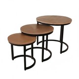 Lizzely Garden & Living Salontafel 3delig mangohout Jaell walnoot bruin industrieel duurzaam massief hout massief hout mango